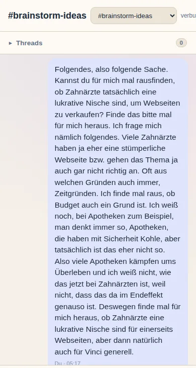 Sprachnachricht in der App: der Auftrag, eine Nische zu prüfen