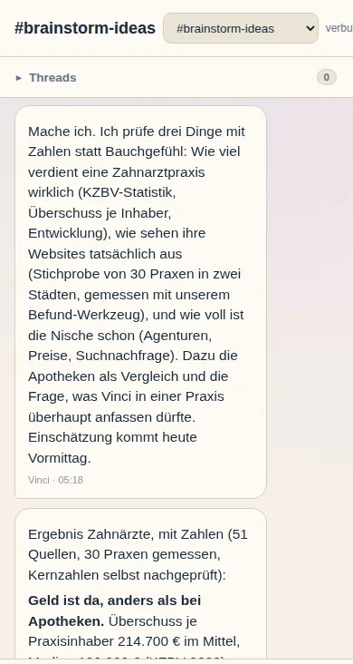 Antwort in der App: er sagt, was er prüfen wird