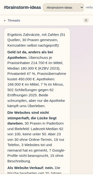 Ergebnis in der App: Befund mit Zahlen und Quellen
